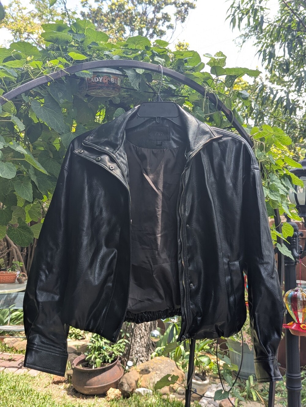Classic Black Faux Leather Bomber Jacket